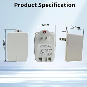 16.5V 40VA Door Bell Plug-in AC Transformer 40TR | AUTO-Resetting, Compatible with Ring Video Doorbell Pro, Wired Chimes, Nest, Sensi, DSC, Screw Terminals, PTC Fuse, Security