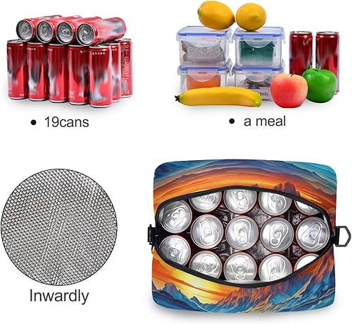 Miniatura 4 de Burbuja Susnet Landscape - Bolsa de almuerzo aislada para mujeres y hombres, lonchera portátil con correa de hombro desmontable, bolsa de almuerzo