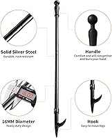 Vista 5 de Atizador para fogata, atizador de fuego extra largo de 46 pulgadas para exteriores, para chimenea, fogata, fogón de leña y uso en interiores