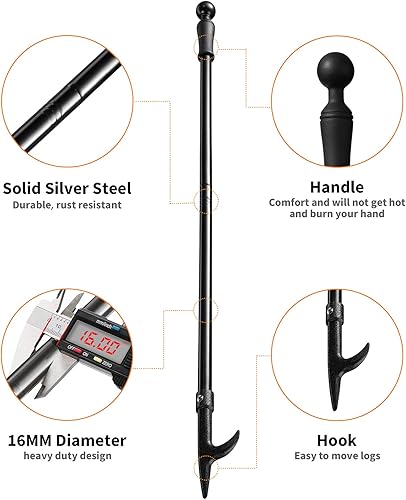 Miniatura 5 de Poker para fogata, póquer de fuego extra largo de 46 pulgadas para exteriores, para chimenea, hoguera, estufa de leña y uso en interiores,