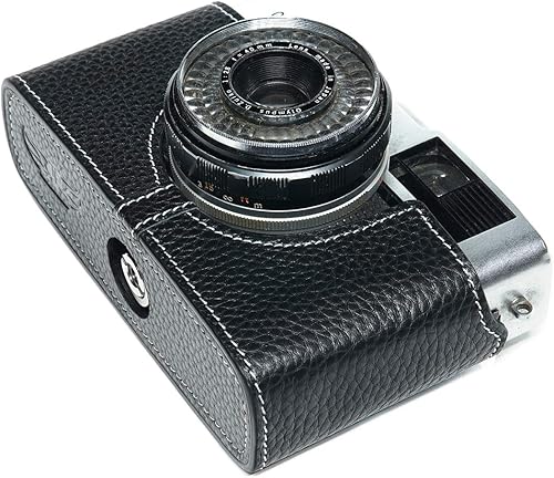 Miniatura 6 de BolinUS Trip 35 - Funda de piel auténtica hecha a mano para cámara Olympus Trip 35 con correa de mano (negro)