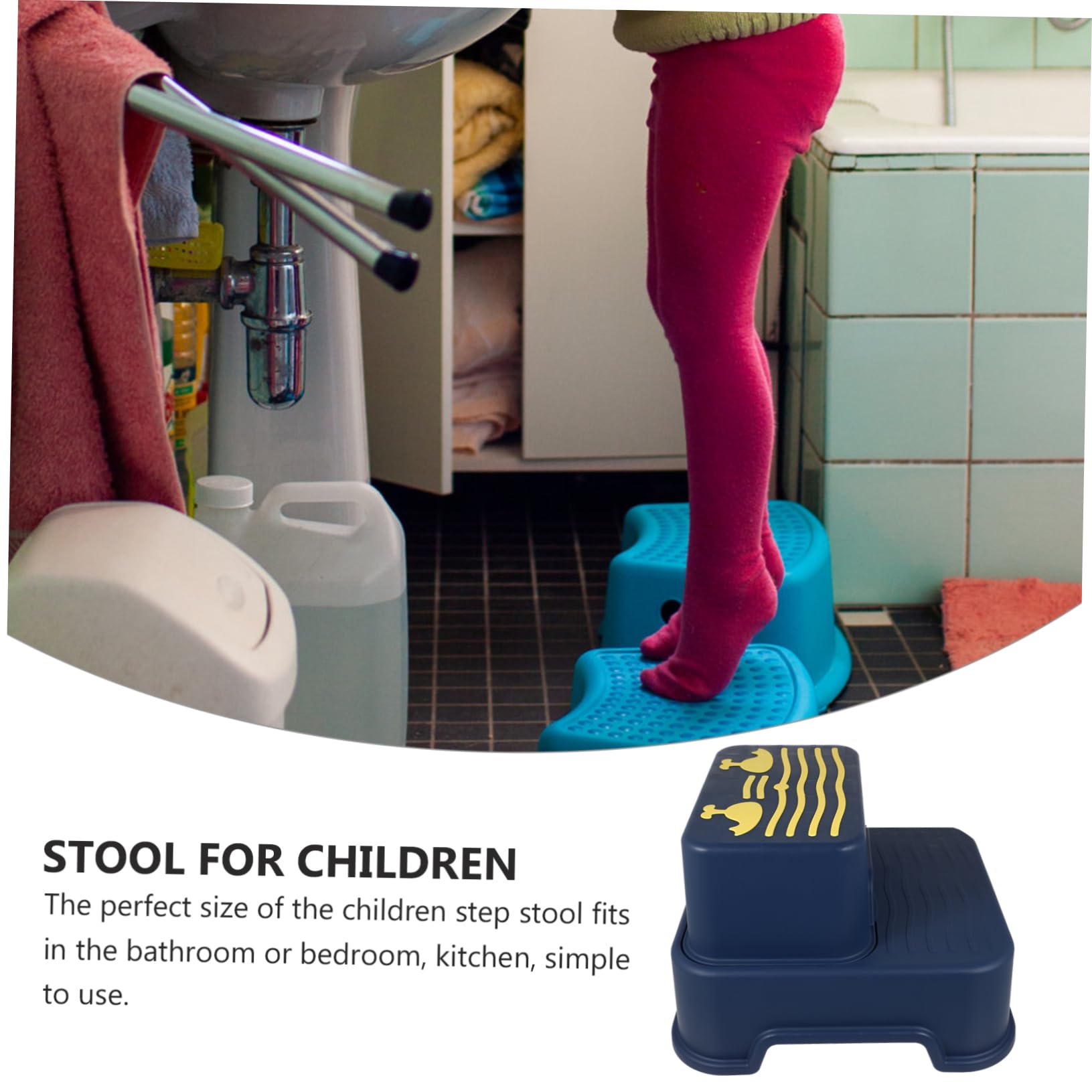 HEMOTON Kleinkind Tritthocker aus Pp und TPE Rutschfester mit Glatten Kanten 2-stufigen und Glatten Kanten Sicherer Tritthocker fürs Badezimmer Kinder Waschbecken