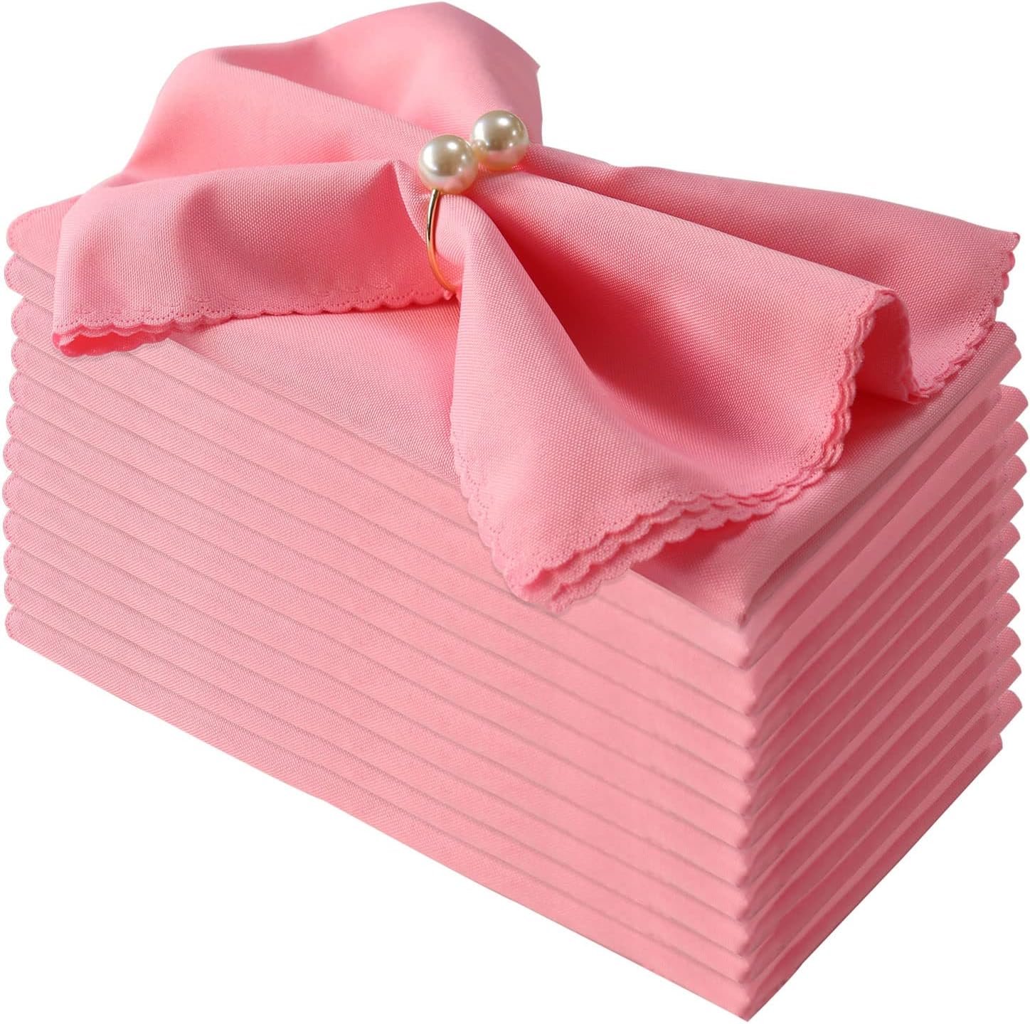Servilletas de Poliéster Juego de 12, Rosa Lavables y Reutilizables
