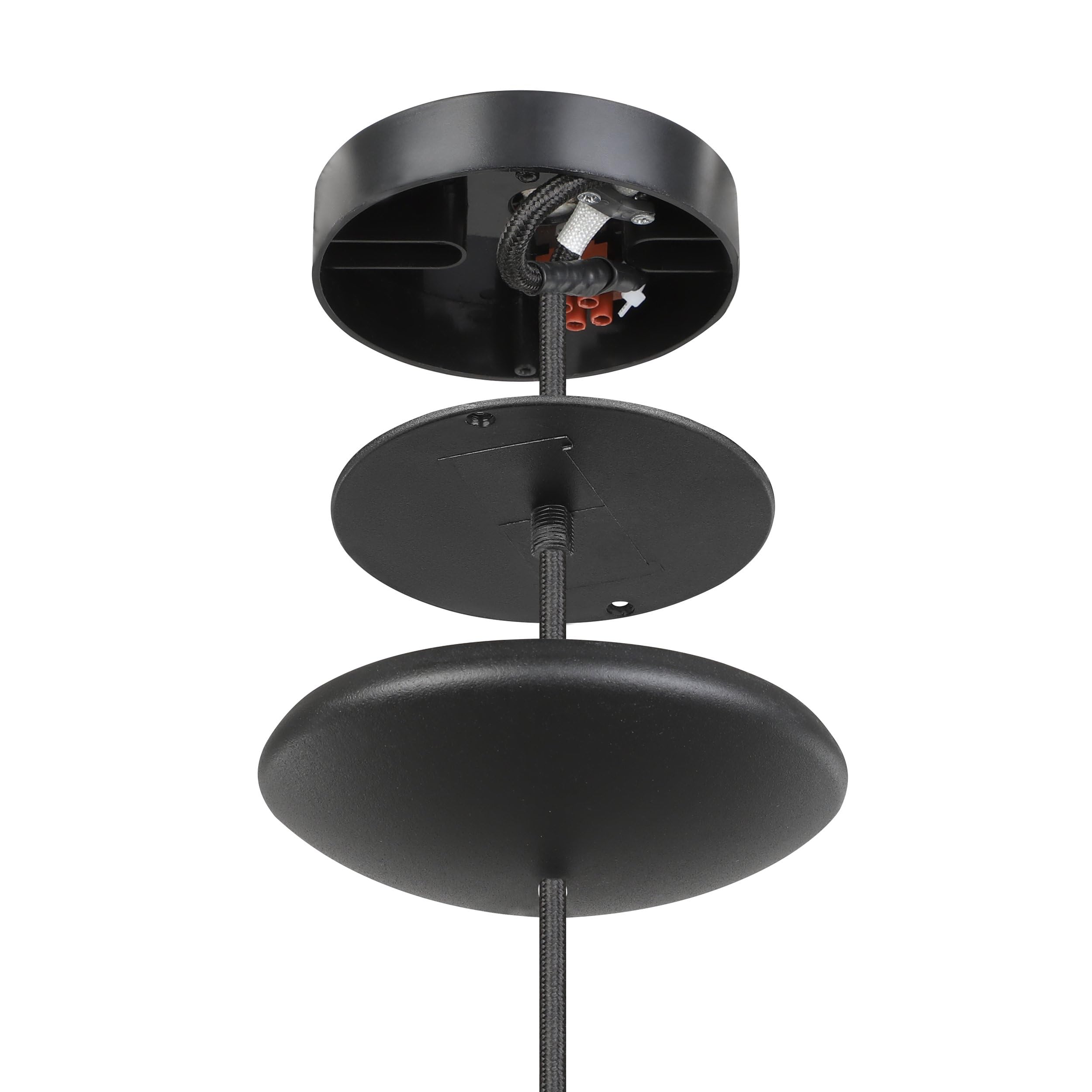 Eglo Suspension luminaire Sabinar, lustre scandinave pour salon et salle à | manger, lampe de plafond suspendue en métal noir et bois nature, FSC100HB, douille E27, Ø 40 cm