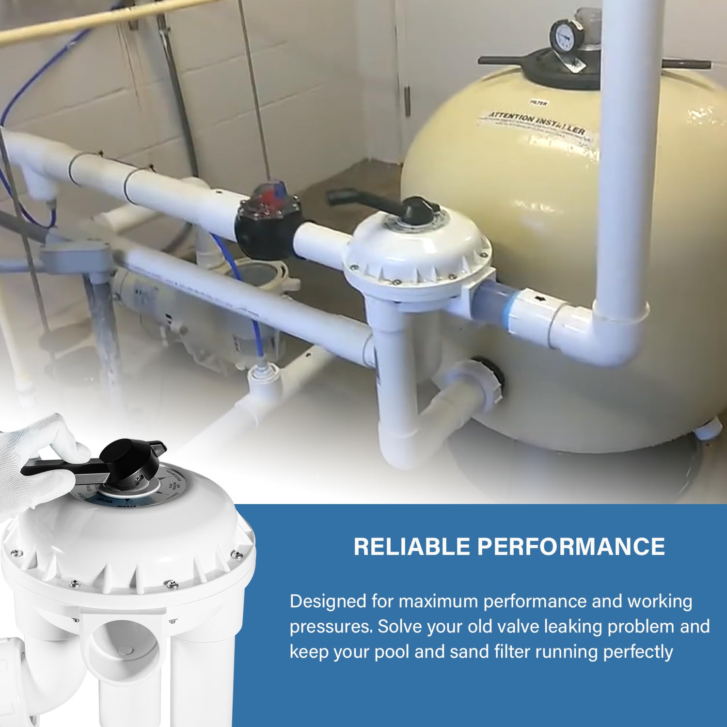 Pieza de repuesto para válvula HiFlow 261050 de 2 pulgadas con repuesto de fontanería para piscina/spa D.E. y filtro de arena
