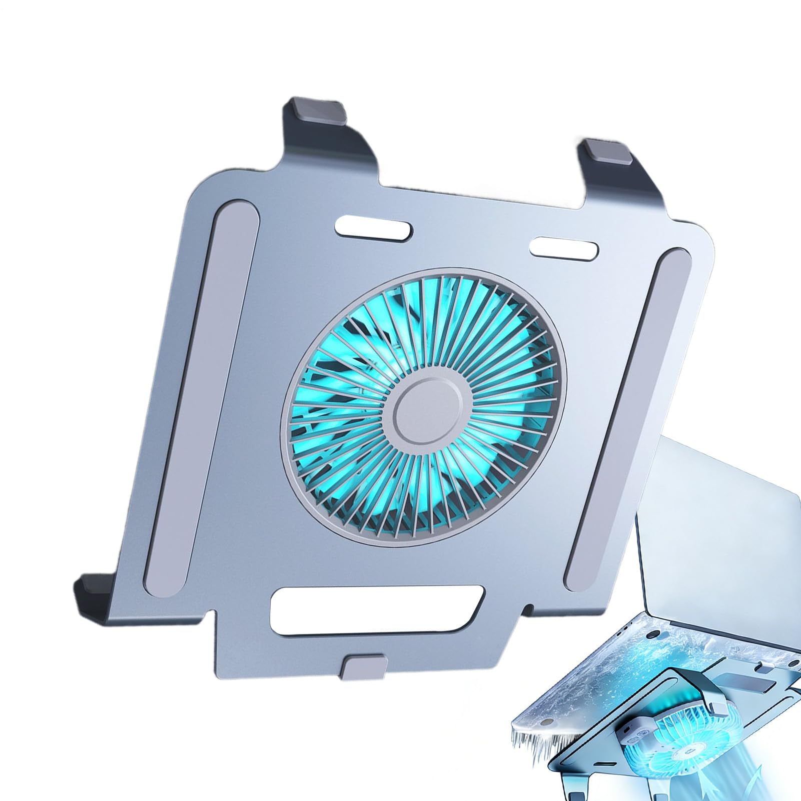 Laptop Stand with Fan | 3-Speed Blue Light Foldable Desk Rack | Cooling Fan for Laptop - for Notebook Computer Monitor Display Office Home Work Game