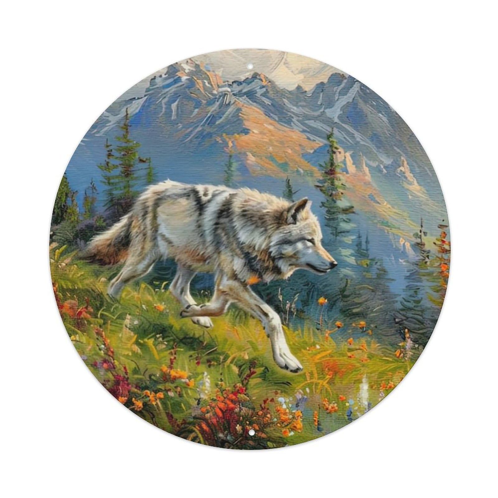 Animal The Running Wolf Metal Tin Sign