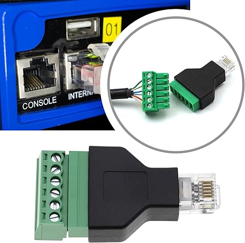 Miniatura 2 de 2 unids RJ12 adaptador de audio conector Ethernet RJ12 6P6C macho a 6 pines tornillo terminales adaptador conector hogar accesorios de audio