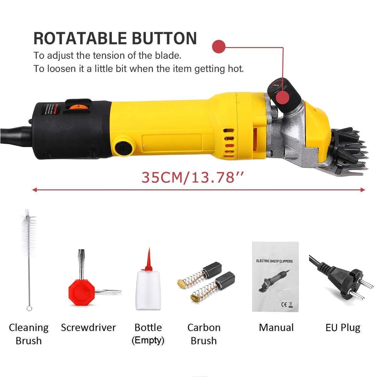 wz 1300W Esquiladora Ovejas, Trasquiladora Para Cabras Caballos Esquiladora Eléctrica Profesional Maquina De Esquilar Para Ovejas, 6 Velocidade Ajustable Con Estuche De Transporte