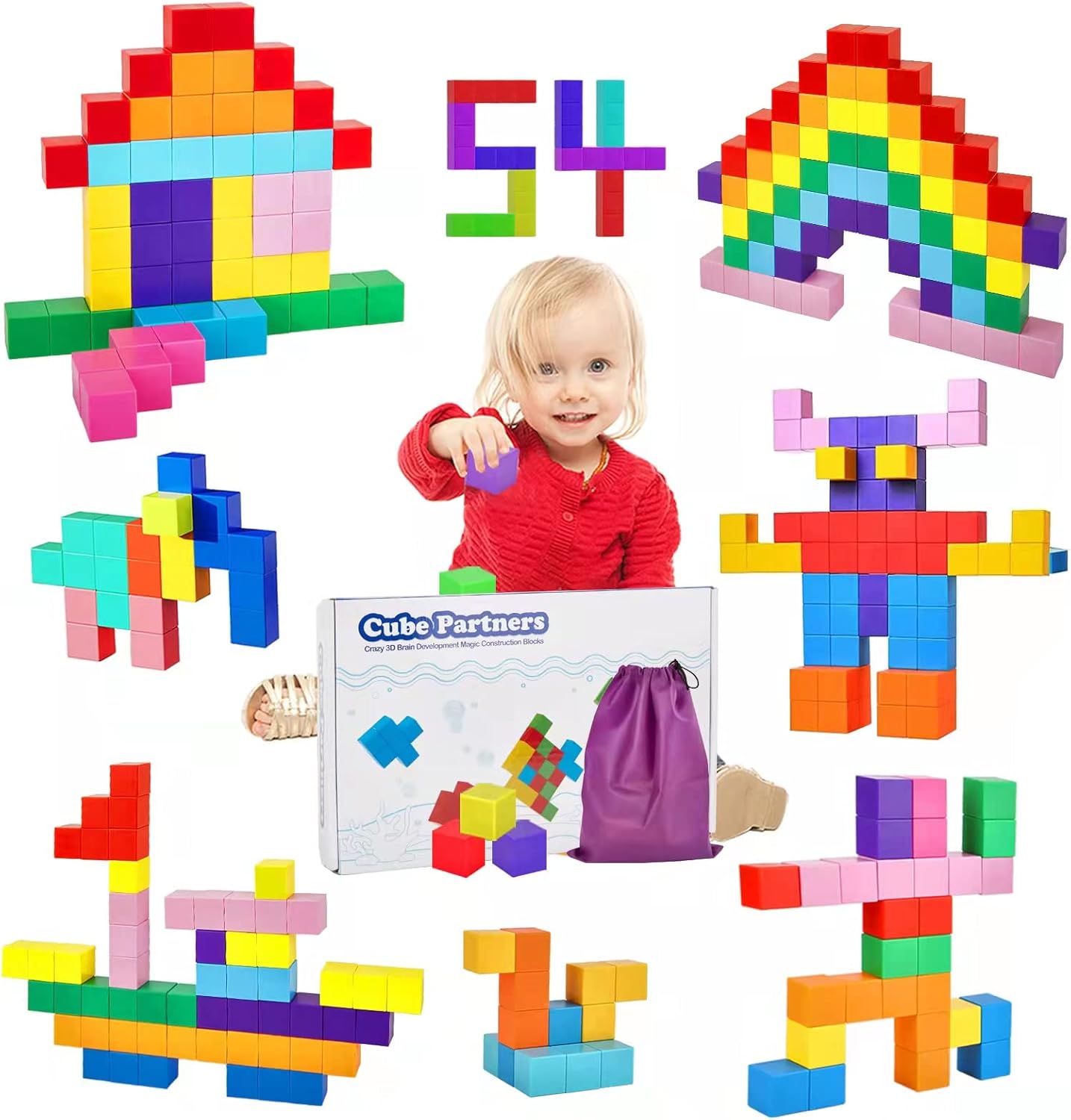 54 Pieces Blocks Toys for Toddlers,Large