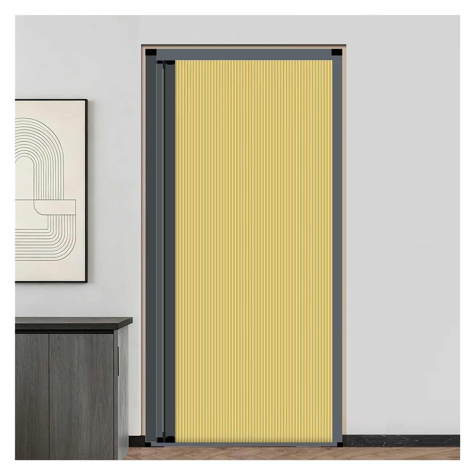 Kphymod Yellow Portable No Drill Temporary Door, Retractable Accordion Screen Divider, Blackout Honeycomb Fabric For Rental House Small Space Separation(,80X210cm)