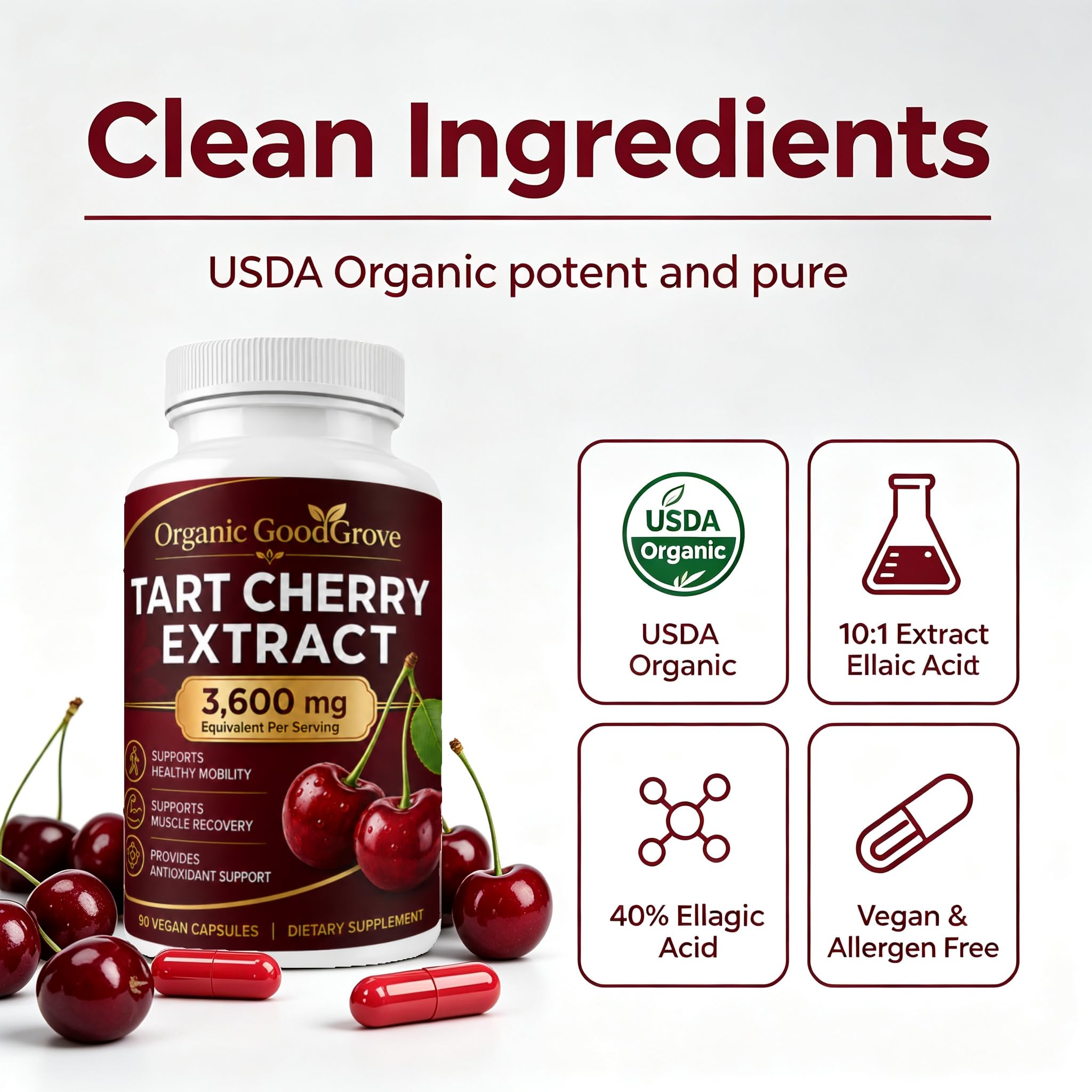 Acid Cherry Capsules - High Concentration Acid Cherry Extract, 3600 milligrams per Serving - Vegan, Non-GMO, Gluten-Free - 90 Capsules — Amazon image 5