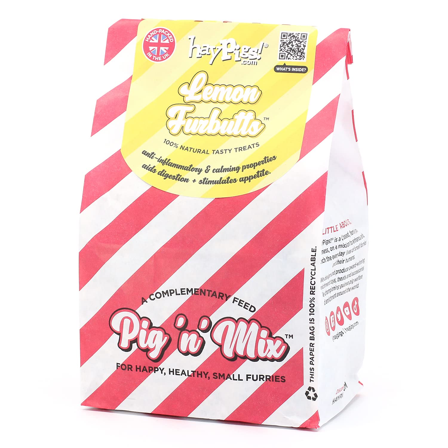 HayPigs! Pig 'n' Mix Lemon Furbutts 100g Guinea Pig Treats Refill Bag - Rabbit Treats Also Great for Rat, Chinchilla or as Degu Treat for Boredom Breaker - Guinea Pig Gifts