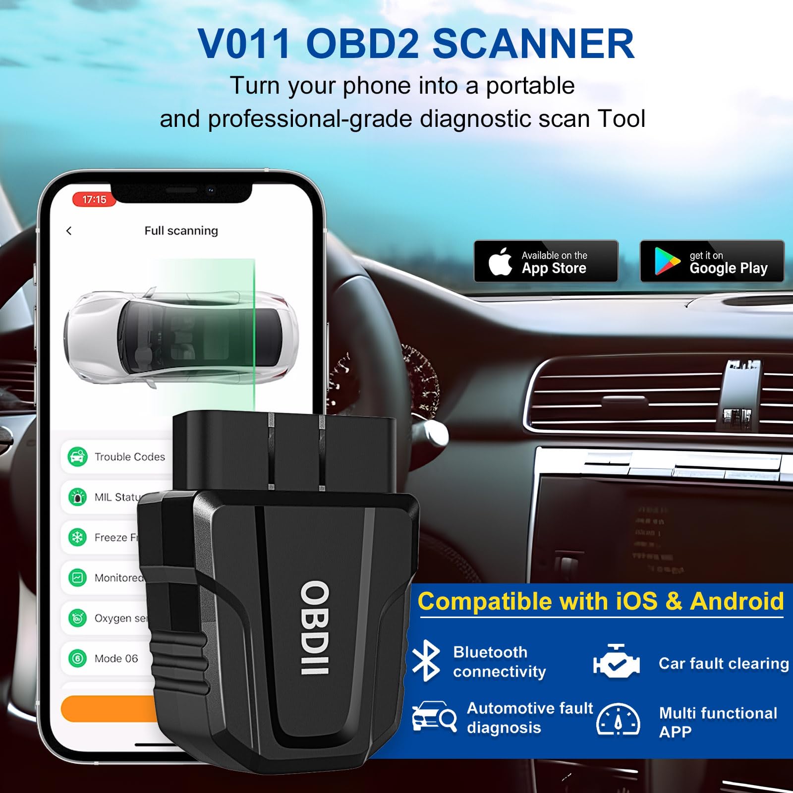 Amazon.com: OBD2 Scanner Bluetooth 5.4 for iOS and Android, Live