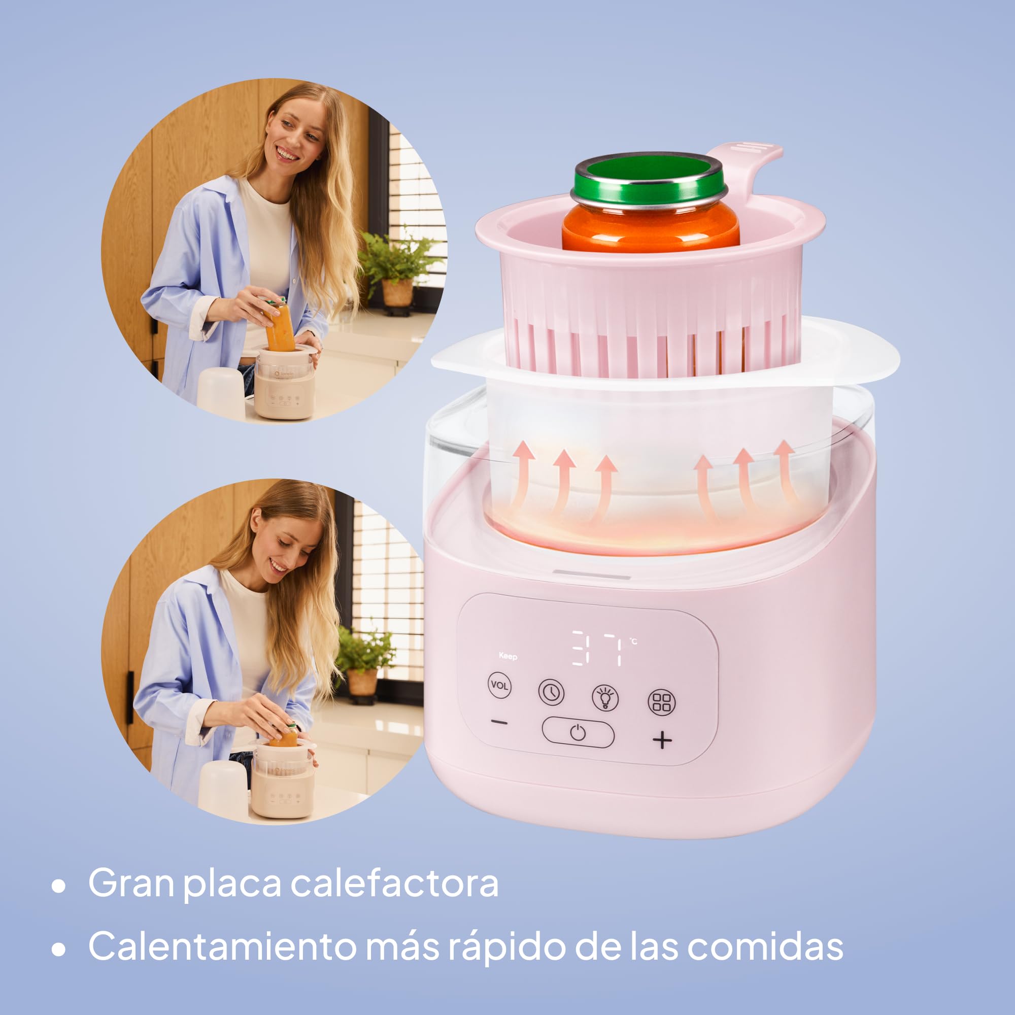 Lionelo Thermup 4.0 Calienta Biberones Y Tarritos 6 En 1, Calentamiento Rapido, Esterilizacion, Descongelacion, Mantener Caliente, Recipiente Extraible, Apagado Automatico, 400 W