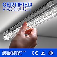 Vista 5 de Barrina - Luminarias LED para tienda de 2.4 m, 100 W, 15,000 lm, 6500 K, superbrillantes en color blanco, enlazables, con cubierta transparente