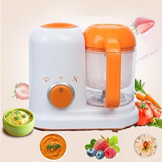 Baby Food Maker Multifunctional Infants and Toddlers Food Cooking Processor Steamer Blender Puree Maker Grinder Mills Machine Easy to Operate Baby Feeding Machine(Orange)