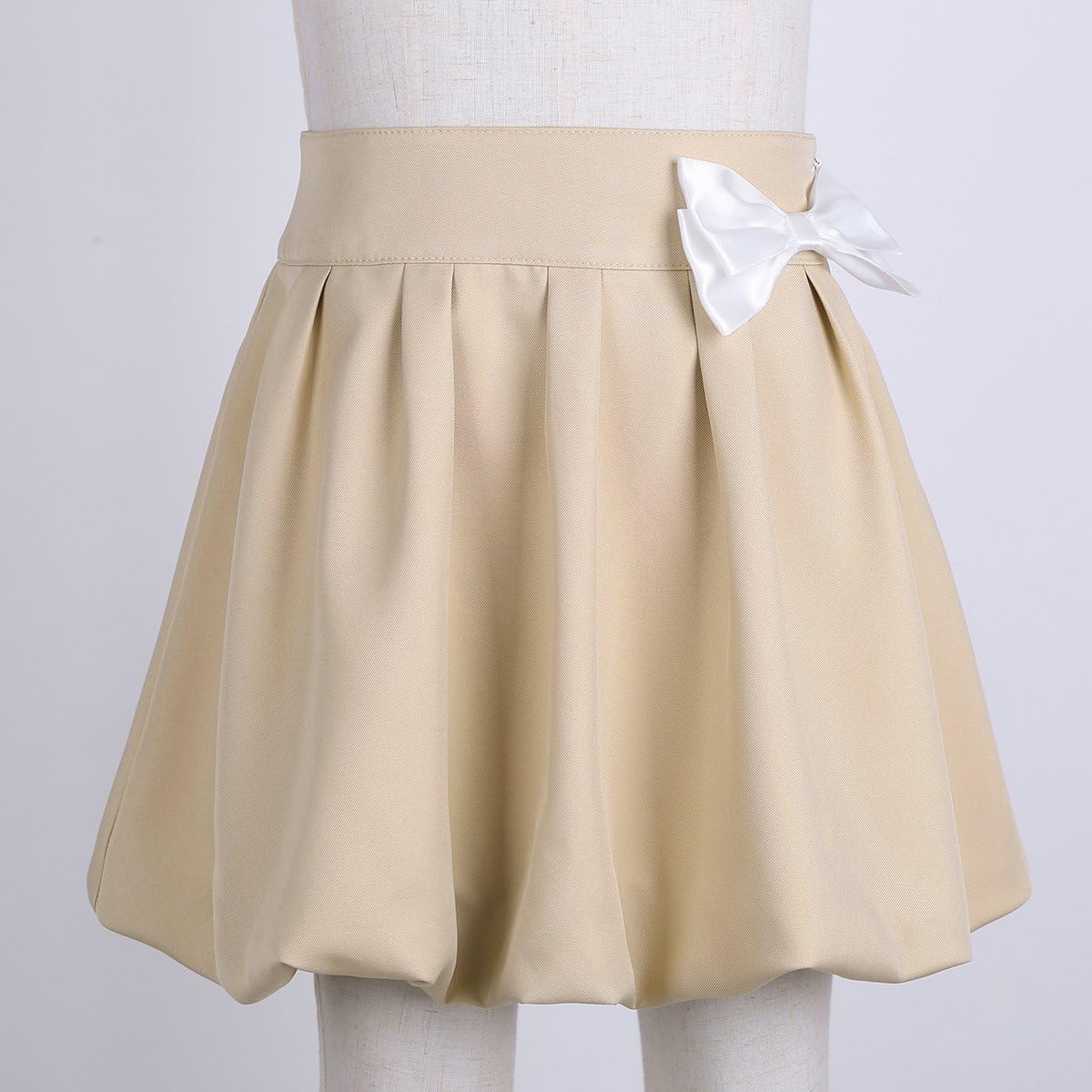 Hansber Kids Girls Classic A-line Pleated School Uniform Bowknot Scooter Skort Mini Skirts with Hidden Shorts