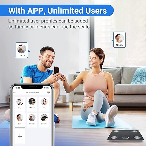 Miniatura 6 de Báscula para peso corporal y porcentaje de grasa, medición de IMC de baño LED digital inteligente, máquina de pesaje Bluetooth precisa, analizador