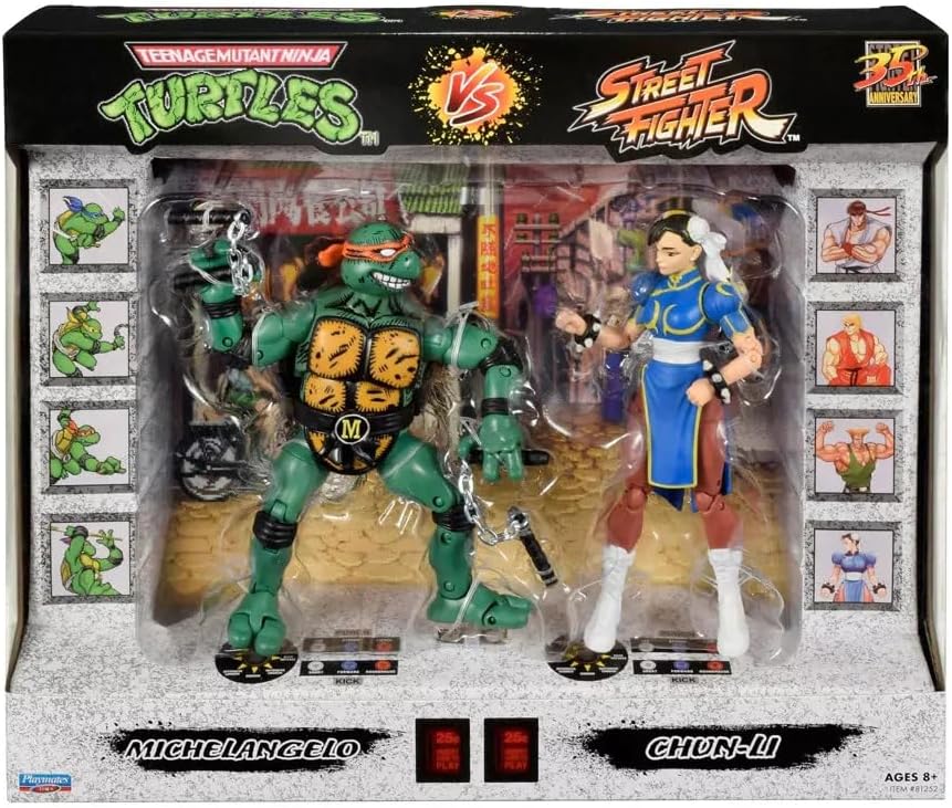 PlayMates Teenage Mutant Ninja Turtles vs. Street Fighter: 6” Michelangelo vs. Chun-Li Action Figures 2-Pack Toys
