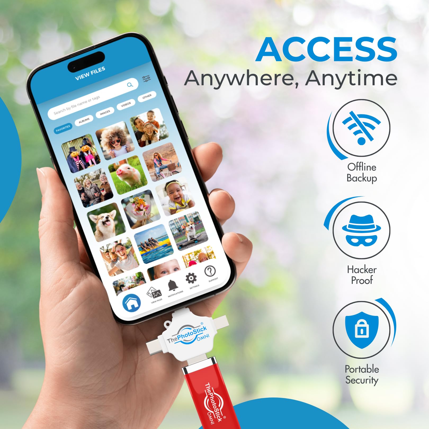 ThePhotoStick Omni - Copia de seguridad de fotos y vídeo sin esfuerzo para dispositivos Apple, Android y Windows
