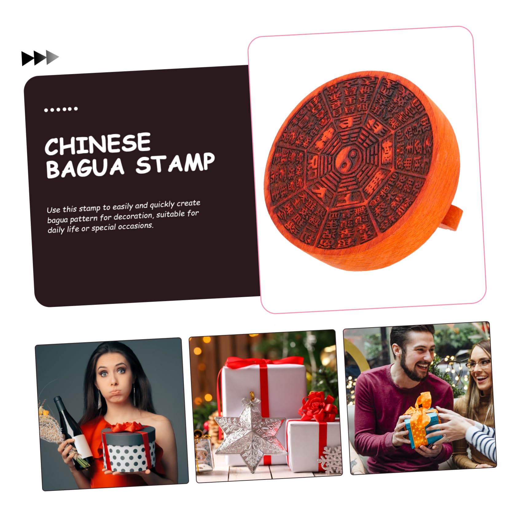 Lurrose 2stücke Holzstempel Bagua Chinesischer Stil Handstempel Für Dekoration Langlebig Vielseitig Einsetzbar Für Hochzeiten Feste Und Kreative Projekte Symbol Der Bagua-kultur