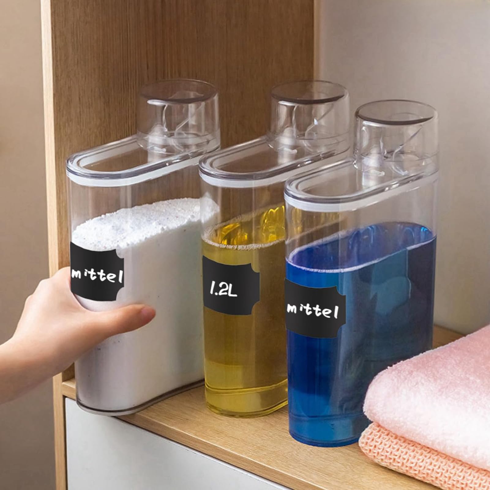 1300 Ml Luftdichter Waschmittelspender Mit Messbecher - 8 STÜCK Waschpulver Aufbewahrungsbox - Waschpulver Dosierer - BehäLter Aufbewahrungseimer Waschmittelbox | FüR WeichspüLer