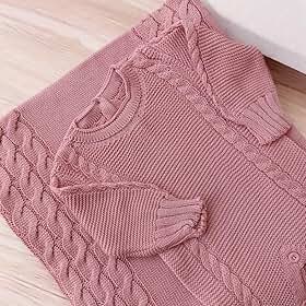 SAIDA MATERNIDADE 2 PÇS DE TRICOT LUXO MACACÃO E MANTA MENINO E MENINA RAFA TRANÇA (Rosê RAFA)