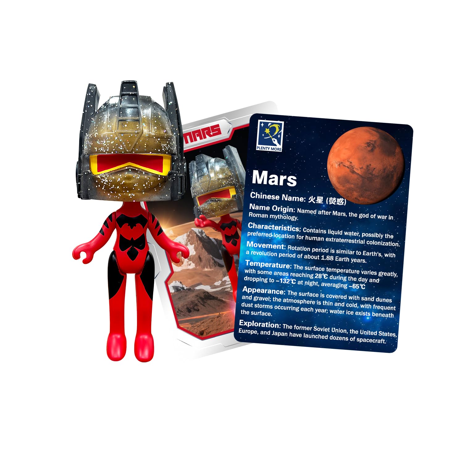 PLENTY MORE HelmeTeam Jupiter Action Figure, Glitter Helmet with Collectible Card, STEM Toy