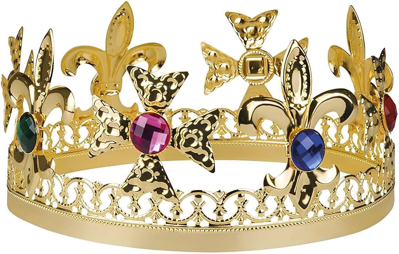 Gold King Crown for Adults – Medieval King, Wise Man & Prom King Costume