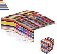 Vista 9 de Paquete de 6 caminos de mesa mexicanos de 14 x 84 pulgadas, colores arcoíris, decoración de fiesta temática mexicana grande para fiesta del Cinco