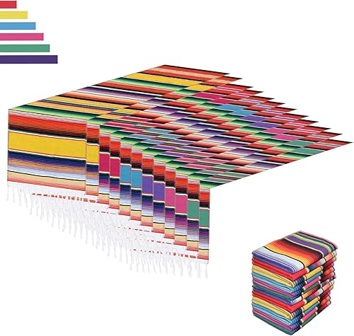 Paquete de 12 caminos de mesa mexicanos de 14 x 84 pulgadas, colores arcoĂris, decoraciĂłn de fiesta temática mexicana grande para fiesta del Cinco Paquete de 12 caminos de mesa mexicanos de 14 x 84 pulgadas, colores arcoĂris, decoraciĂłn de fiesta temática mexicana grande para fiesta del Cinco