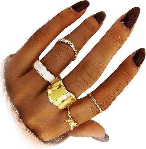 Juego de anillos de nudillos dorados y plateados para mujeres y niñas 10 anillos BOHO anillos de cadena de serpiente vintage anillo de declaración