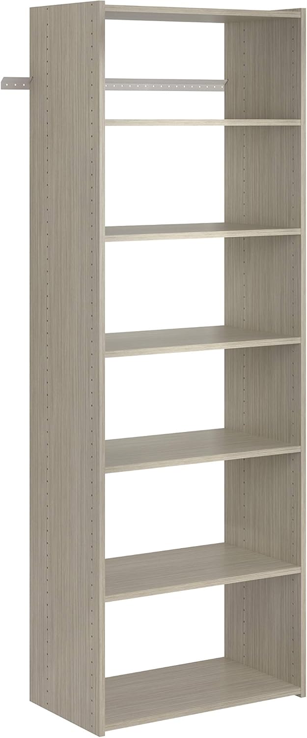 Easy Track PH38-WH Living Essentials - Shelf Tower Wood Closet Organizer, White