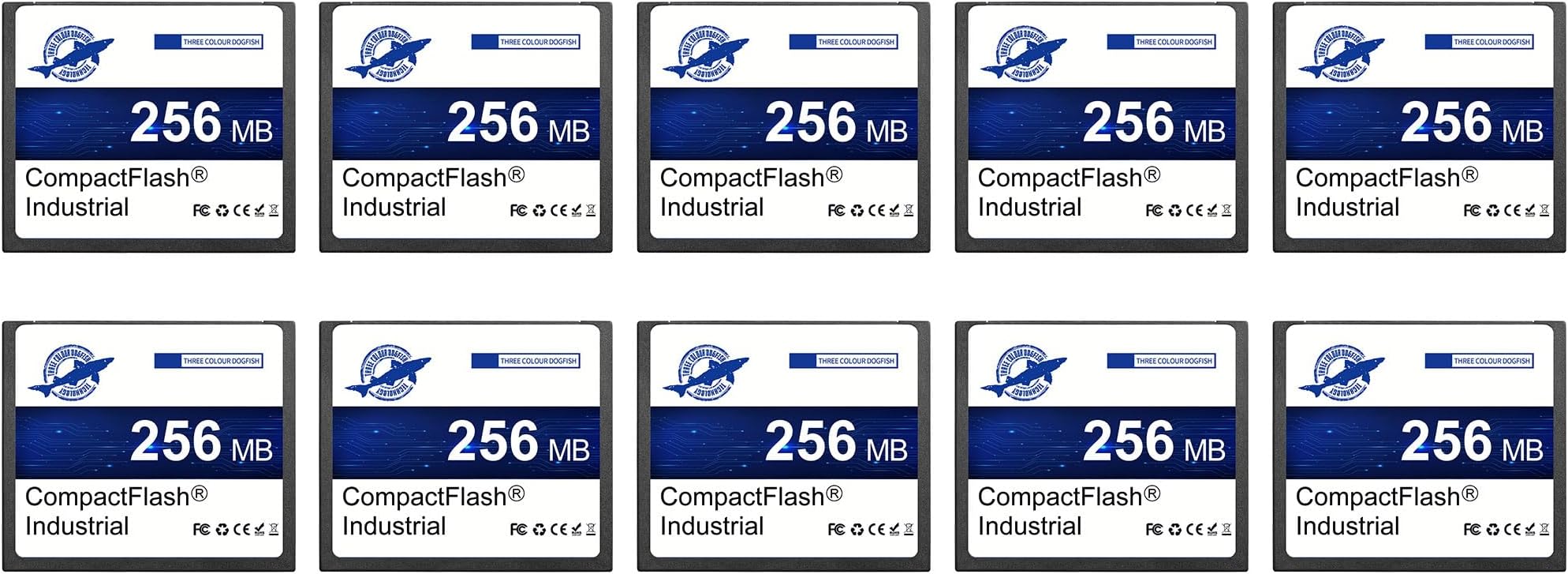 Dogfish Compact Flash Memory Card 256MB 10PACK CF Type I for Industrial Equipment and Digital Camera Old Model