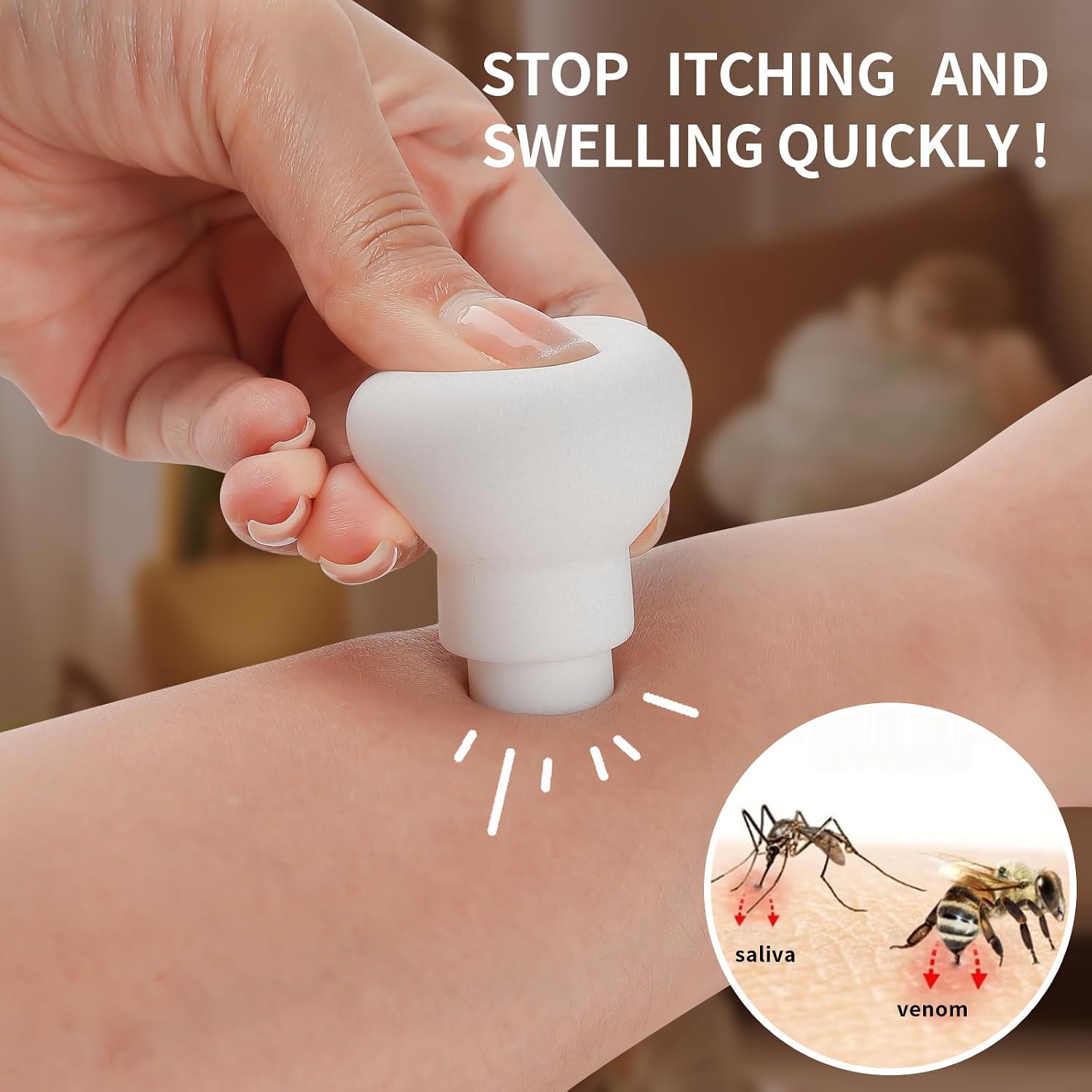 Bug Bite Suction Tool - Bug Bites and Bee/Wasp Stings, Portable Bite & Sting First Aid,Silicone,Chemical Free,Summer Essentials for Kids & Adults,White Green