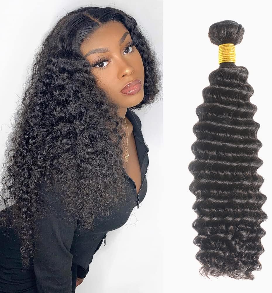 CLAROLAIRUnprocessed Brazilian Virgin Hair Extensions Real Hair Weft Brazilian Curly Human Hair Weave Brazilian Deep Curly Hair virgin brazilian hair One Bundle Natural Color (100+/-5g)/pc 20 Inch
