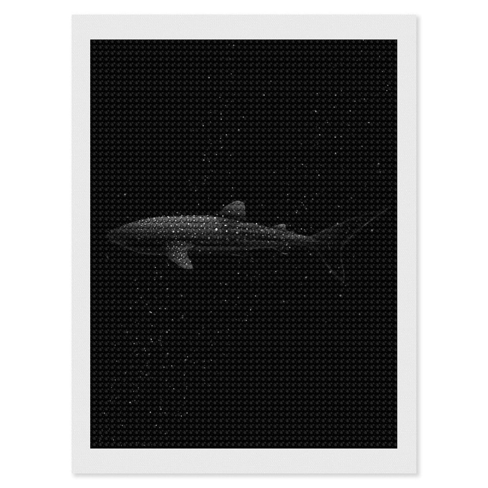 Junmoney Whale Shark in Maldives Diamond Art Kit 12"x16", Vintage Style Decor, Stress Relief Craft, Decor Project, Relaxing DIY, Creative Hobby