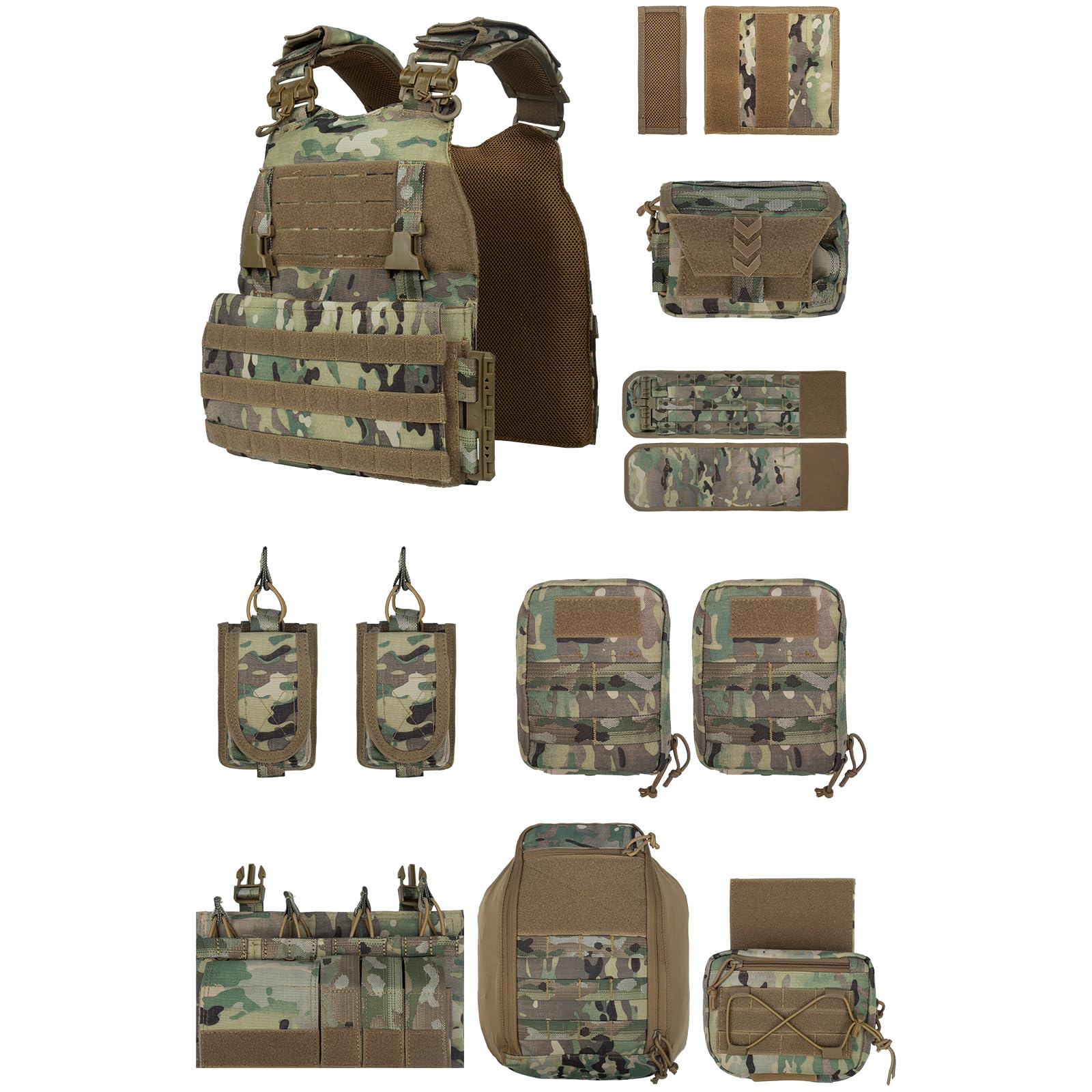Yakeda Outdoor-Trainingsweste mit Pals-System, multifunktional, MOLLE-Schnellverschluss-Weste, für Wandern, Camping, Training