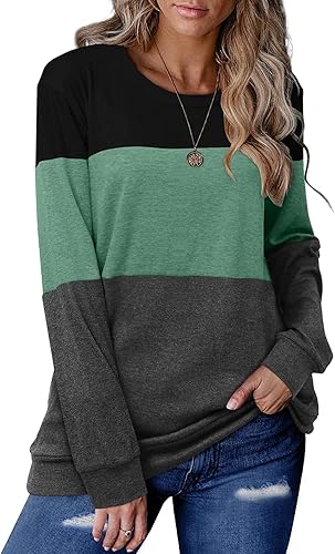 CRAZY GRID Womens Trendy Long Sleeve Shirts Casual Loose Soft Sweatshirt Fall Tops
