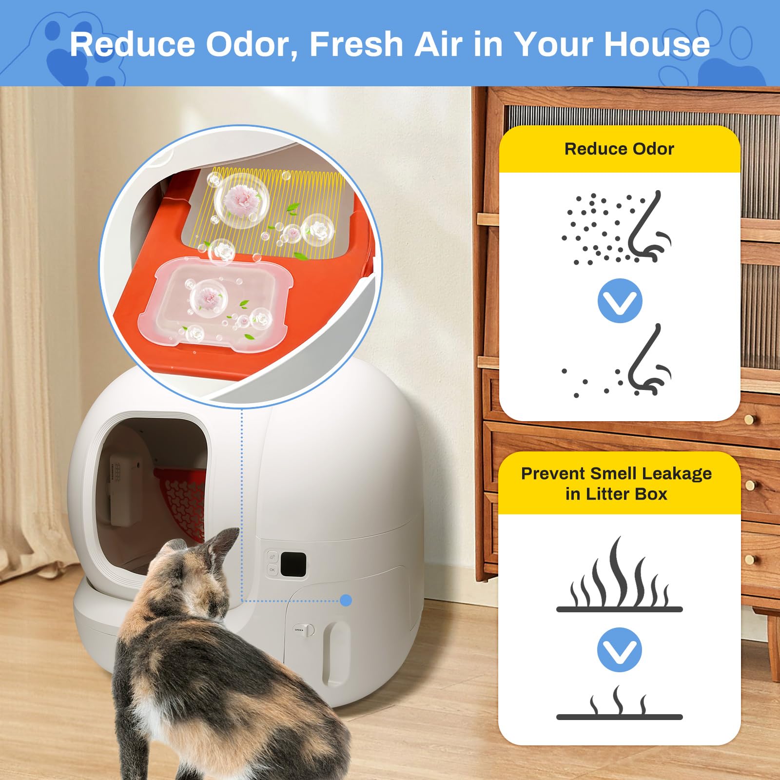 2.0 Deodorante per Toilette per Gatti Autopulente, Feriva Eliminatore di Adori per Lettiere di Gatti, Controllo Degli Odori Fragranza a Lunga Durata, Non Irritante, Alta Sicurezza(Confezione da 6)