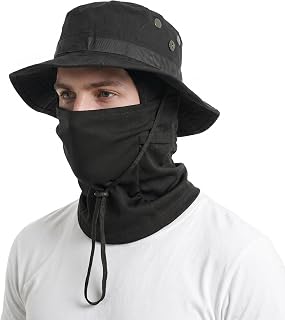 ピスタサンハット 男性用 バラクラバフェイスマスク付き UV保護 バケットハット メンズ アウトドア 釣り サファリ ハイキング