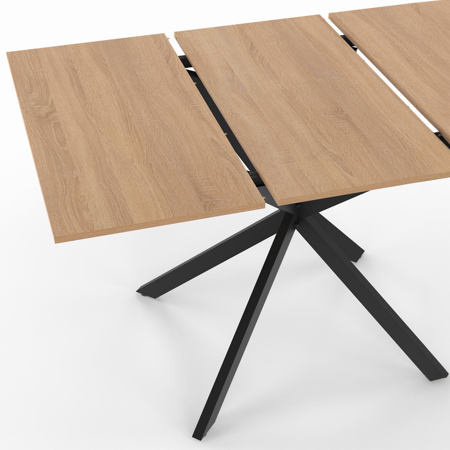 IDMarket - ALIX Tavolo da pranzo quadrato allungabile per 4-6 persone con gamba in legno e ragno nero 80-120 cm