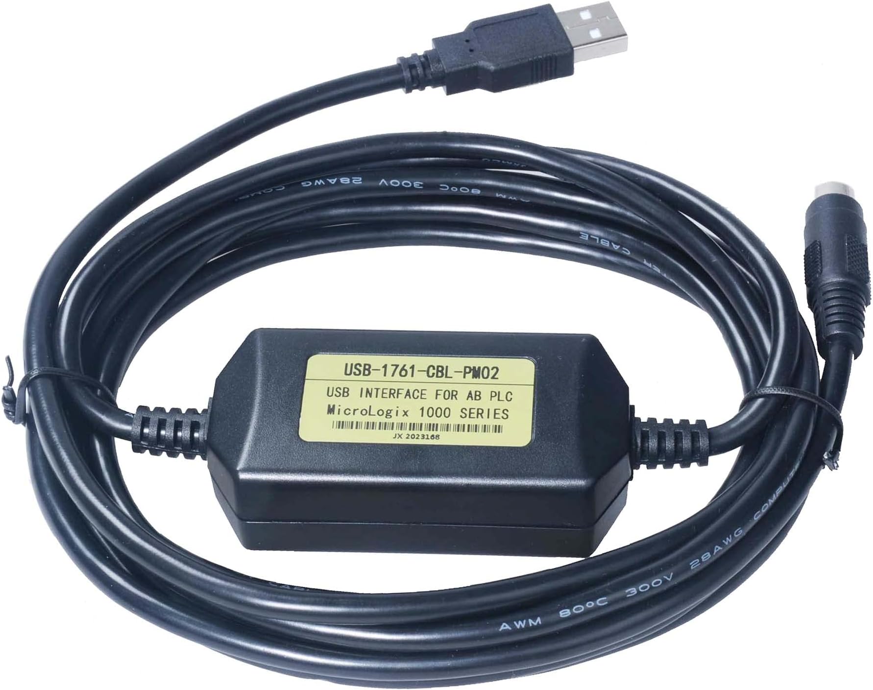 PLC Micrologix Cable USB Interface Compatible PLC Micrologix 1000, 1200, 1400 Series with USB-1761-CBL-PM02 8 Pin Round Aapater