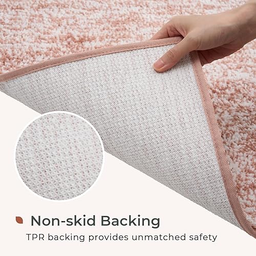Miniatura 5 de FRESHMINT Melange - Alfombras de baño copetudas de 17 x 24 pulgadas, absorbentes de agua, suaves, para suelo de baño, tapete de ducha antideslizante
