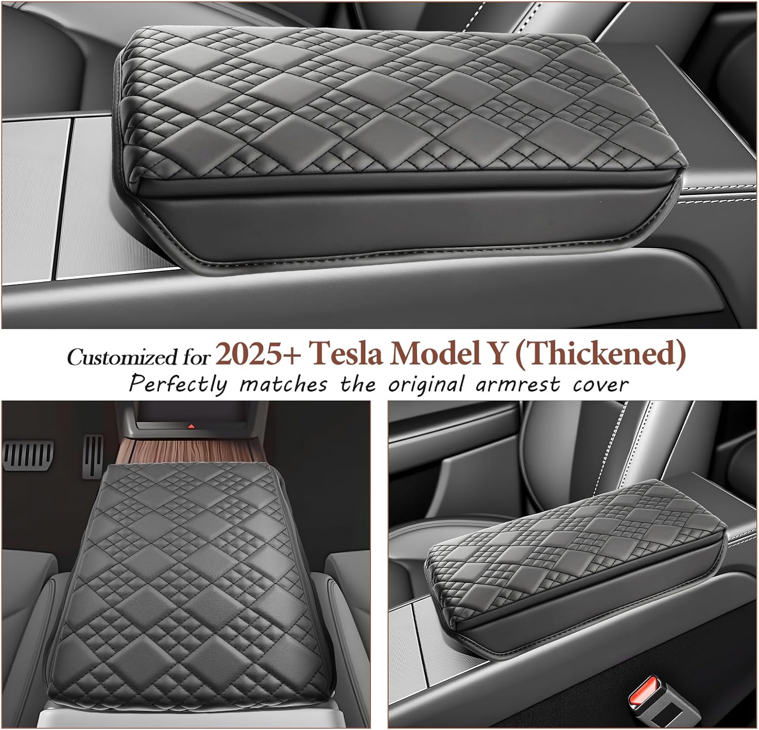 SKTU for 2025 2026 Tesla Model Y Armrest Cover for 2025 2026 Tesla Model Y Center Console Cover Tesla Model Y 2025 2026 Accessories Center Console Cushion 2025 2026 Model Y Seat Box Cover (Thicken)