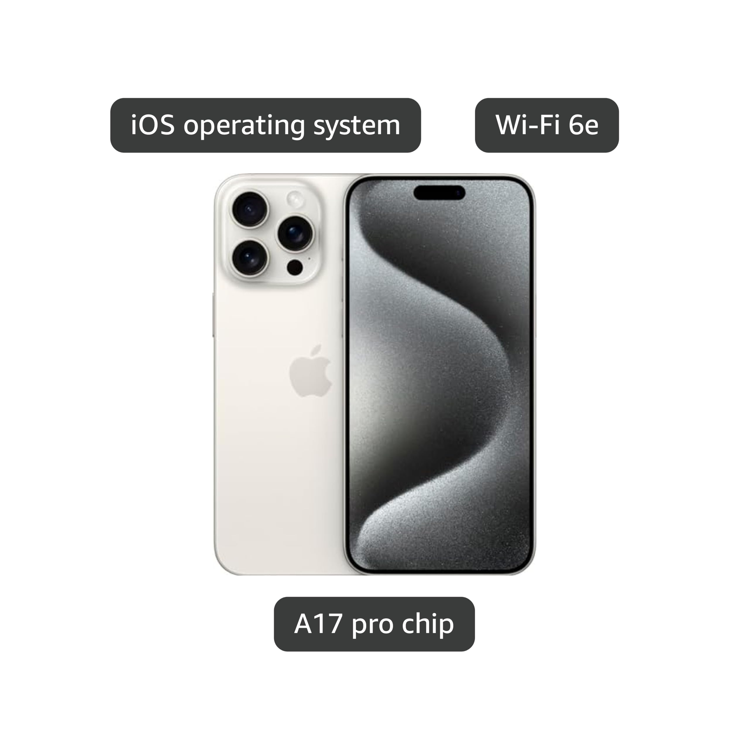 Amazon.com: Apple iPhone 15 Pro Max, 256GB, White Titanium for