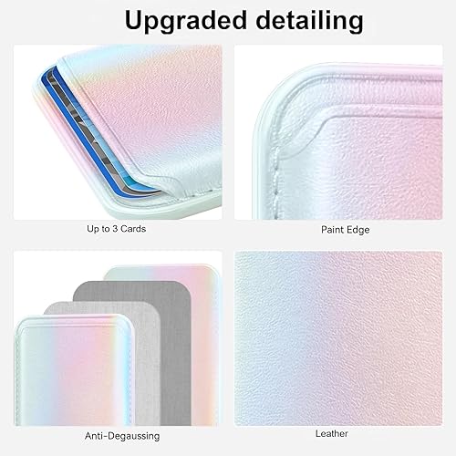 Miniatura 39 de Más fuerte magnético RFID cuero Mag seguro titular de la tarjeta para iPhone 15 Series, verde claro
