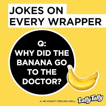 Laffy Taffy Candy, Stretchy & Tangy, Banana Flavor, 1.5 Ounce Bars (Pack of 24)