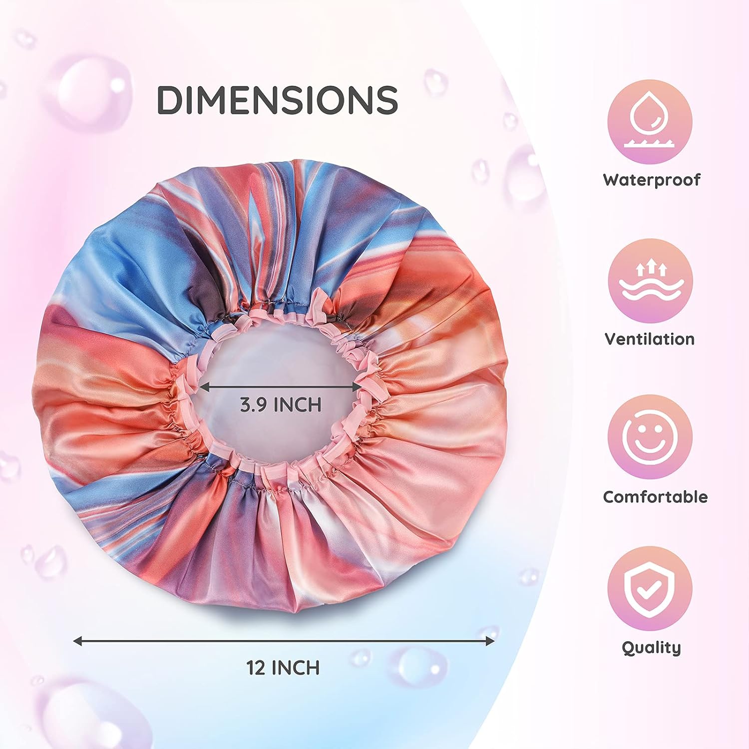 mikimini Large Shower Cap for Women, Oversized Waterproof Shower Cap, Reusable, Washable, Pink Fashionable Shower Cap X-Large Pack of 1 Pink River : Beauty & Personal Care